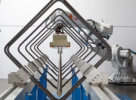 Robots used to perform the rebar cage making