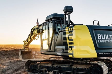 Excavator in a field