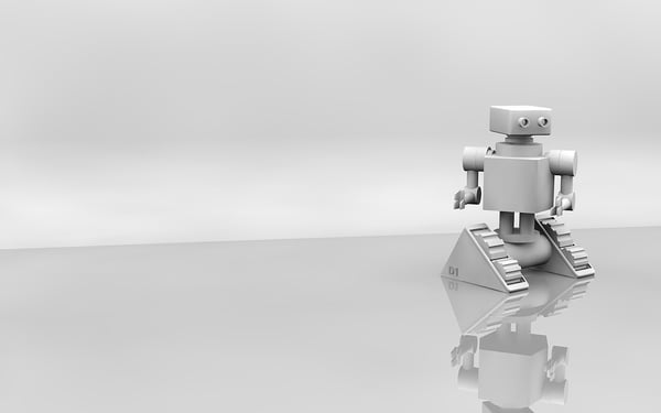 A-lonely-robot-with-a-gray-background