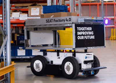 Autonomous mobile robot being used in logistics