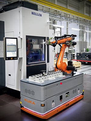 Kuka robot feading a CNC machine