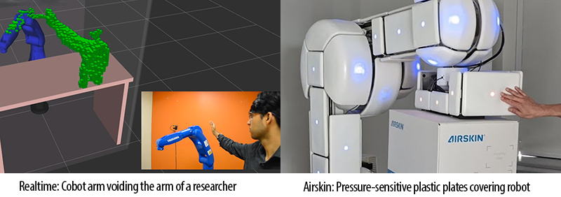 Cobot arm voiding the arm of a researcher