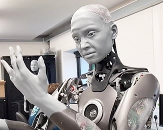 Robot with a realistic human face