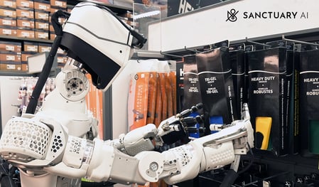 Humanoid robot doing retail