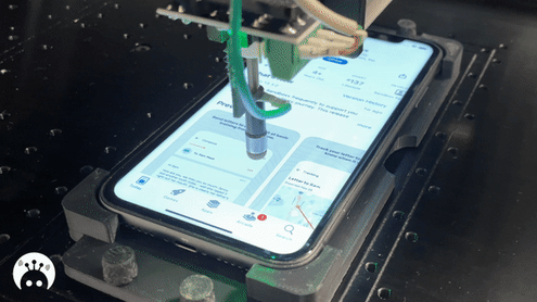 Robots QC-ing cellphone touch screens