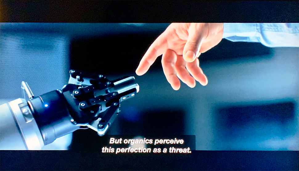 A shot from Star Trek Picard where we can see the Robotiq 2F-85 cobot gripper at 26:08