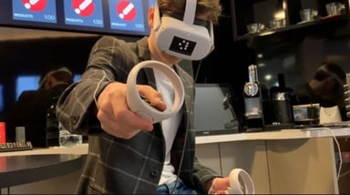 person using a virtual reality headset