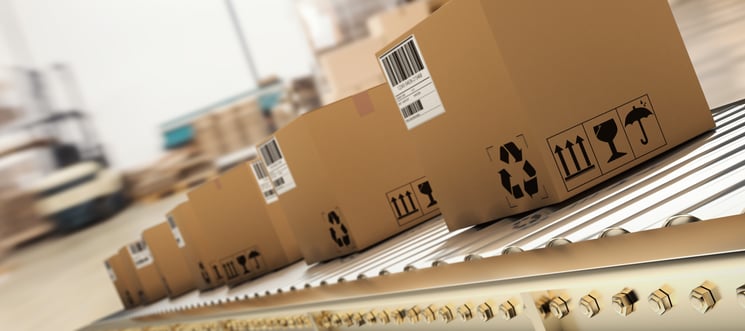 boxes on a conveyor