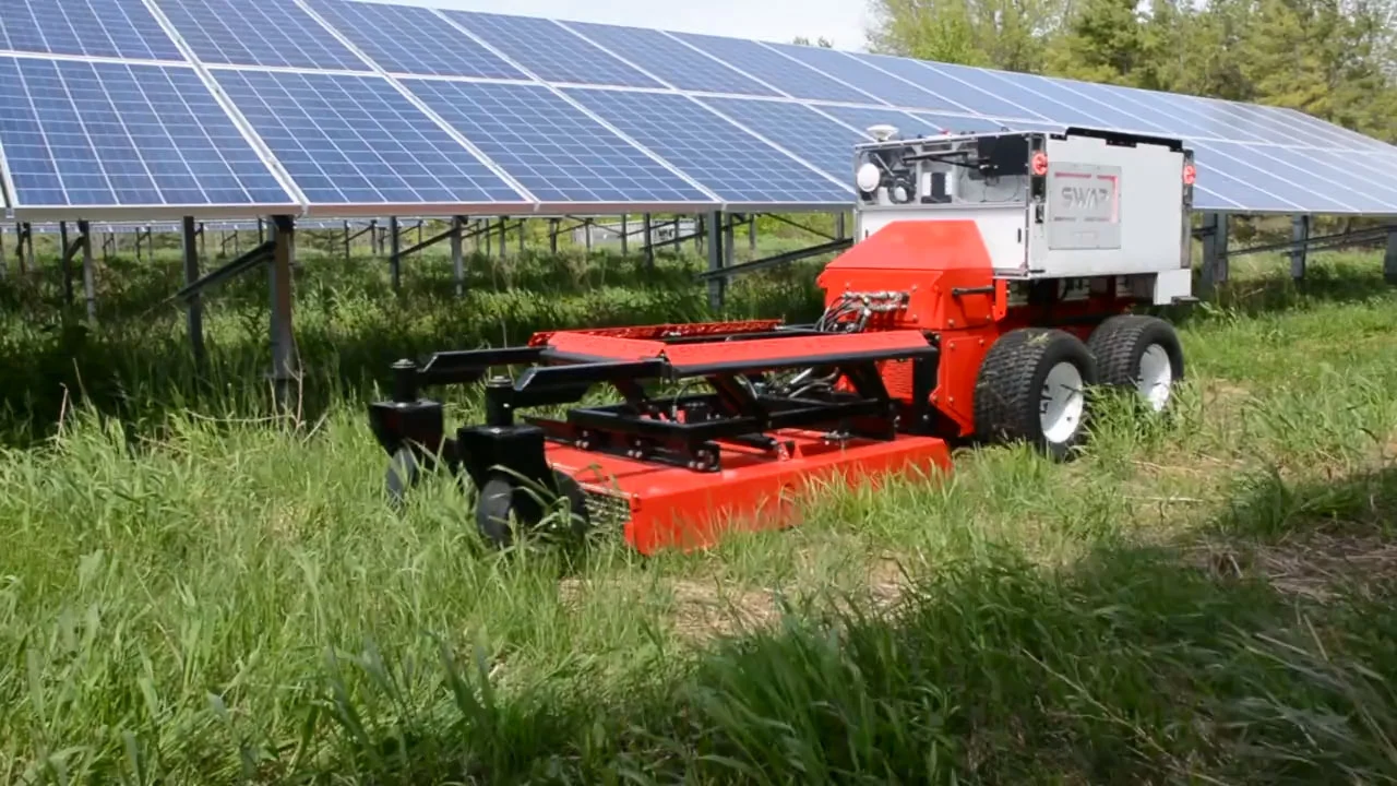 Robots are used to mow the grass